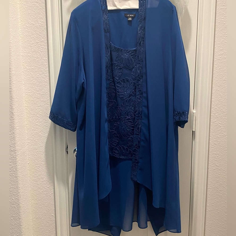 LE BOS 22W PLUS BLUE 3 PIECE SET SHIRT,PANTS,JACKET